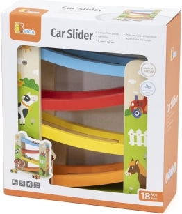Pista per auto in legno Viga con scivolo – fattoria