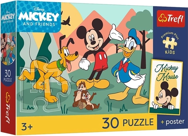 Trefl Disney Mickey e amici – puzzle per bambini 30 pezzi + poster