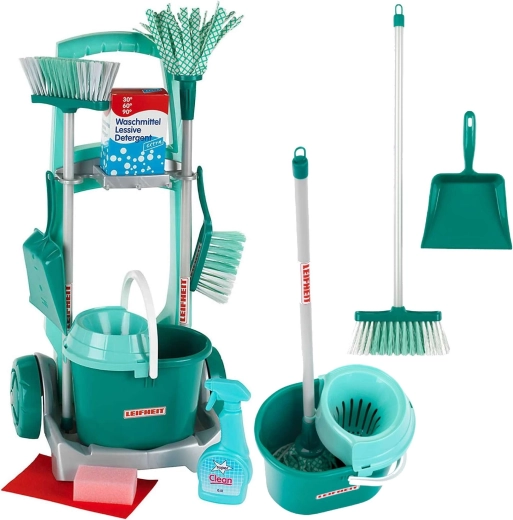 Carrello per le pulizie per bambini LEIFHEIT con mop, scopa e accessori KLEIN