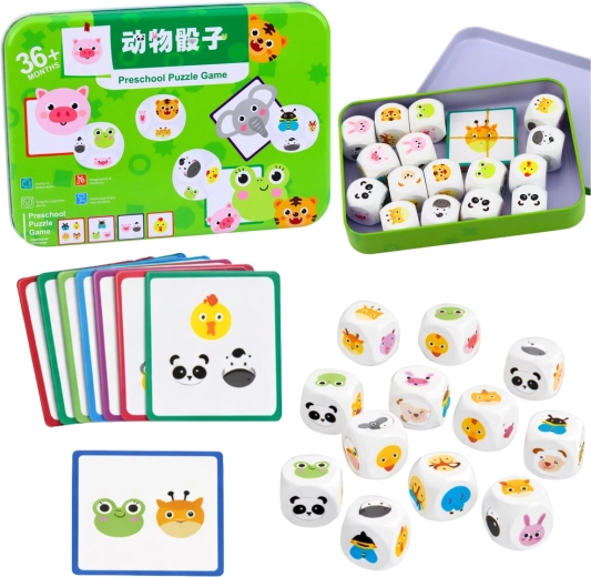 Gioco educativo in legno con cubetti – abbina gli animali