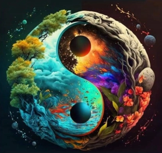 Dipinto secondo i numeri Yin Yang 40 × 50 cm