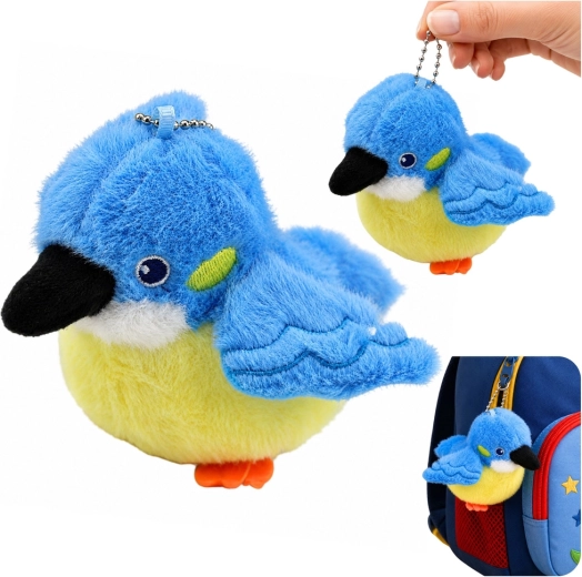 Uccellino di peluche con portachiavi blu 9 cm - 1 pezzo