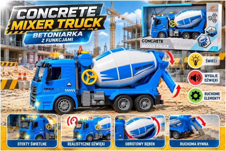Betoniera da cantiere con luci e suoni