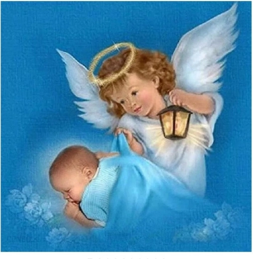 Pittura diamantata Angioletto con bebè 30 × 40 cm NORIMPEX