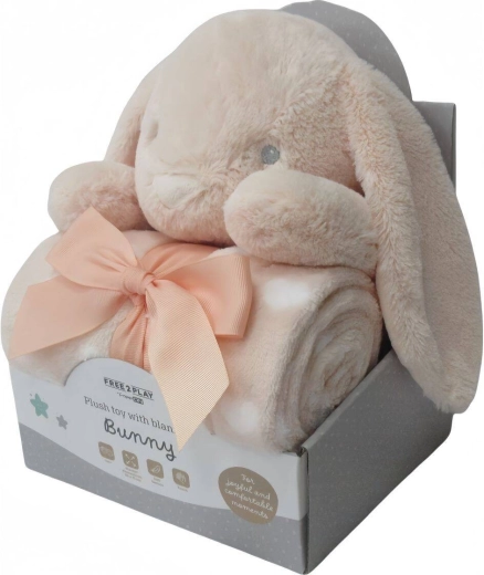 Freeon free2play coniglietto di peluche con coperta bunny peach - 1 pezzo