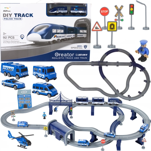 Pista elettrica della polizia con elicottero 103 × 61 × 15 cm