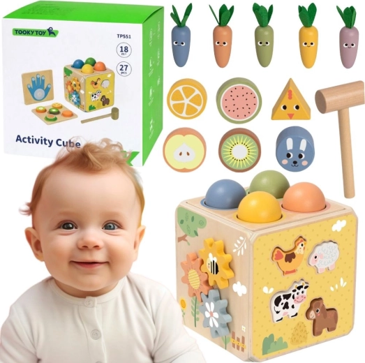 Tooky Toy cubo educativo in legno 5 in 1