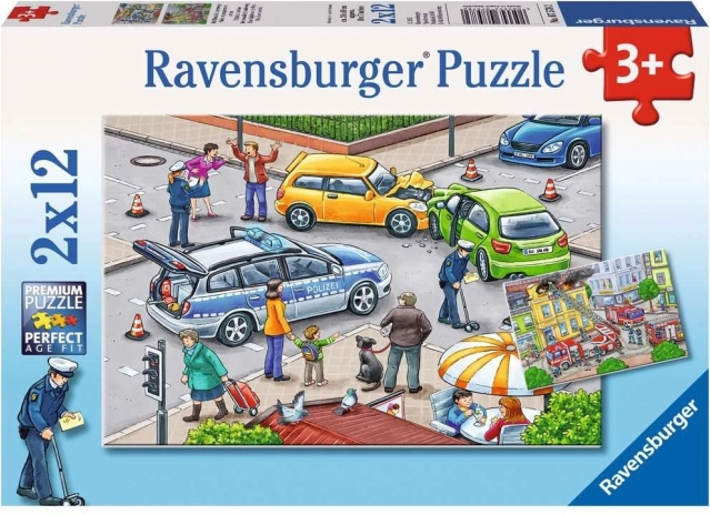 Puzzle Ravensburger Sulla strada con luce blu 2×12 pezzi