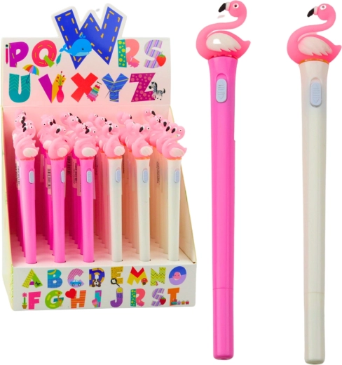 Penna a sfera luminosa con fenicottero e inchiostro blu - 1 pezzo
