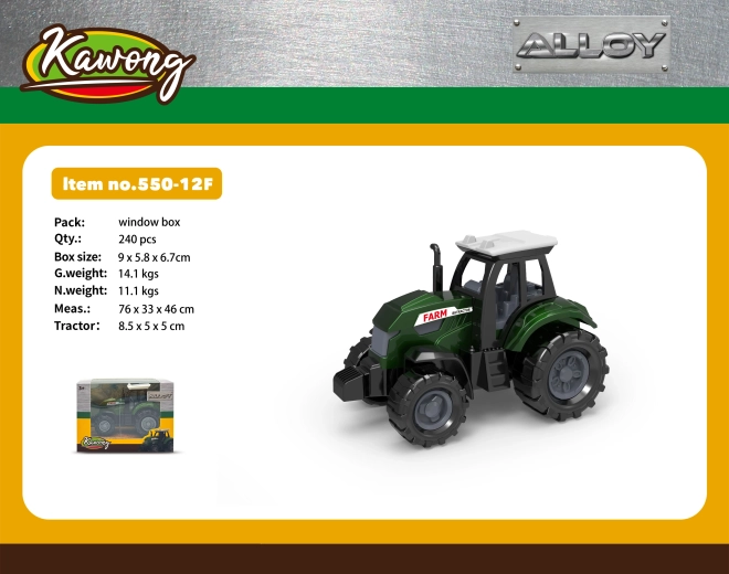 Trattore in metallo 8,5 cm con ruote a rotazione libera