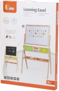 Lavagna educativa in legno, bifacciale, con abaco e orologio