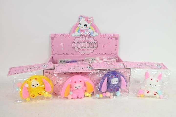 Gioco antistress da schiacciare a forma di coniglietto – espositore da banco 15 pz