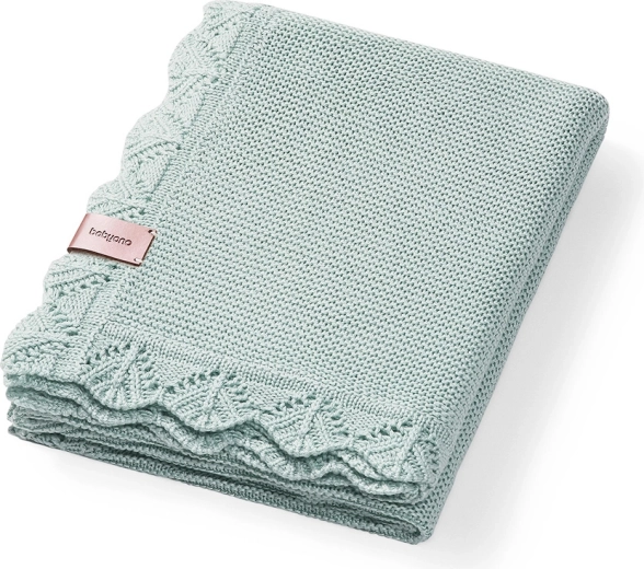 Coperta intrecciata in bambù Babyono verde 75 × 100 cm