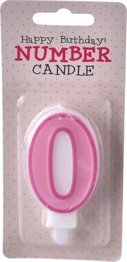 Candela numerica rosa per torta numero 0 (7 cm)