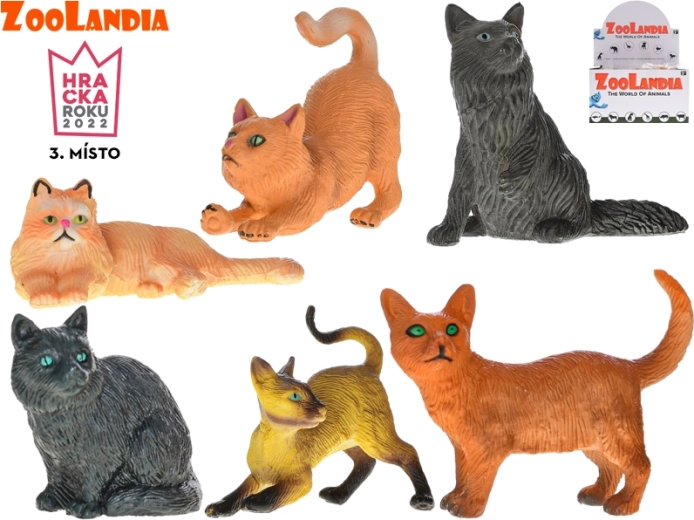 Figure di gatti in plastica Zoolandia – set di 6 specie realistiche