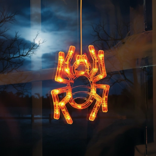 Decorazione luminosa di Halloween a forma di ragno con ventosa, 12 LED