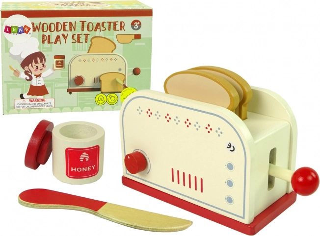 Tostapane in legno con accessori da cucina per bambini