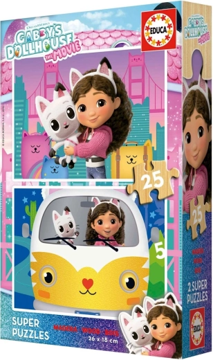Puzzle in legno Educa La casa delle bambole di Gabby 2 x 25 pezzi
