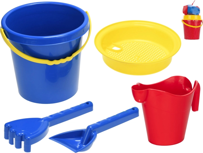 Set da spiaggia per bambini con secchiello, annaffiatoio e attrezzi