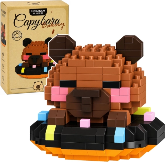 Mini set di costruzioni capibara su donut marrone (306 pezzi)