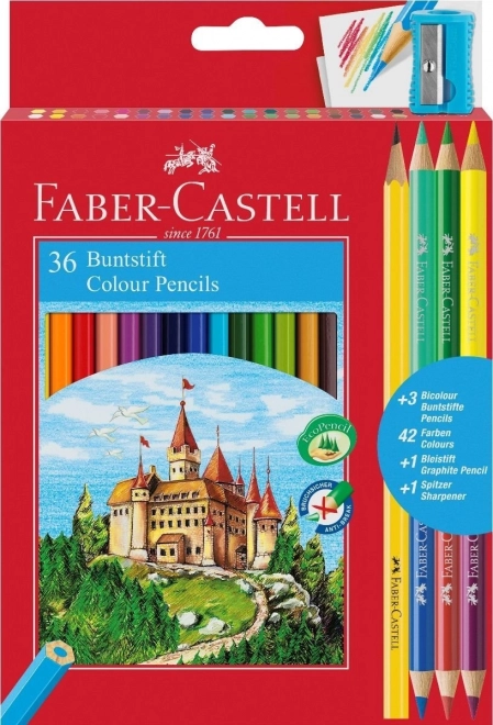 Faber-Castell pastelli 36 pz con temperino, matita e duo pastelli