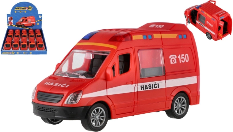 Camion dei pompieri in plastica 12 cm a retrocarica – set di 10 pezzi in scatola