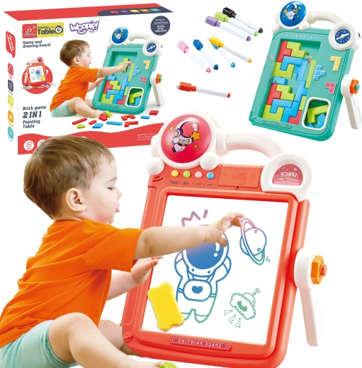 Tabellone da disegno fronte-retro e gioco Tetris 2 in 1 Woopie