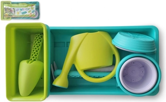 Set da giardino per bambini con attrezzi e annaffiatoio in plastica in sacchetto 40x20x11 cm