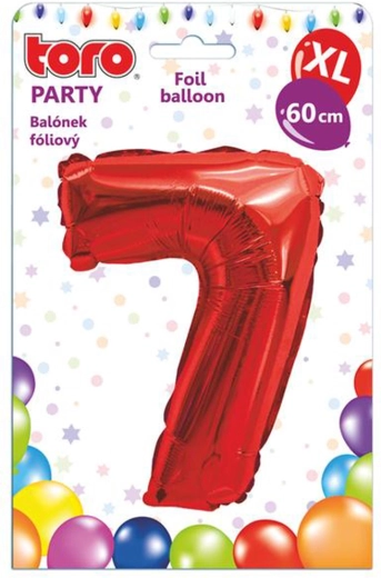Palloncino in foil numero 7, 60 cm, rosso TORO