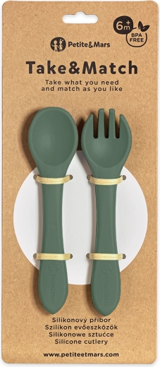 Petite&Mars posate in silicone take&match misty green 6m+