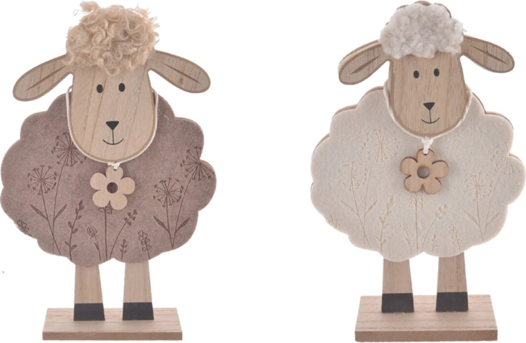 Pecorella in peluche e legno – decorazione per la cameretta (2 varianti)