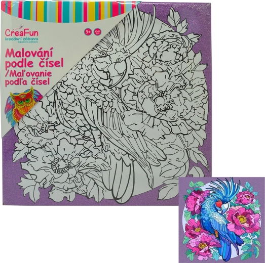 Pittura su tela – pappagallo 30 × 30 cm