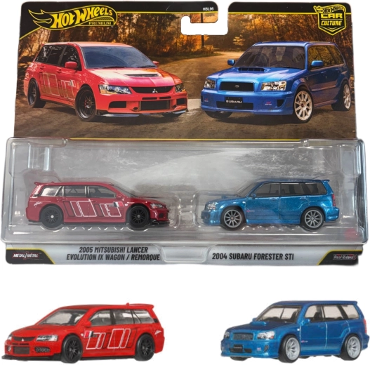 Hot Wheels Premium doppio pack – 2004 Subaru Forester STI e 2005 Mitsubishi Lancer Evolution