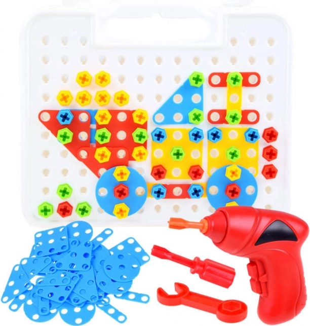 Grande set di costruzioni in valigetta con trapano, 268 pezzi