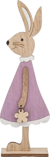 Statuina di coniglietta in abito di velluto, viola, 22,5 cm