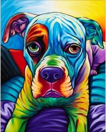 Pittura con diamanti – cane colorato 30 × 40 cm - 1 pezzo