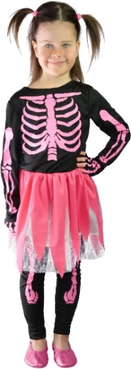 Costume da bambina scheletro rosa di Halloween S