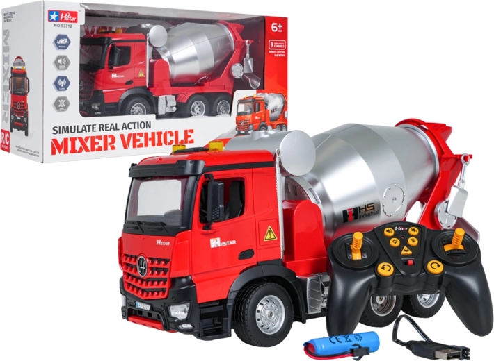 Betoniera RC rossa con luci e suoni