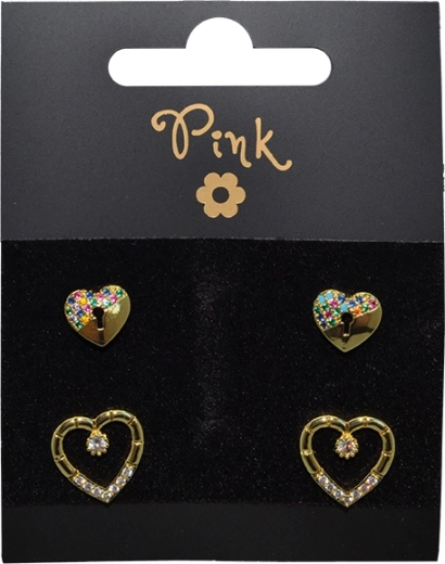 Set di orecchini placcati a cuore, 4 pezzi