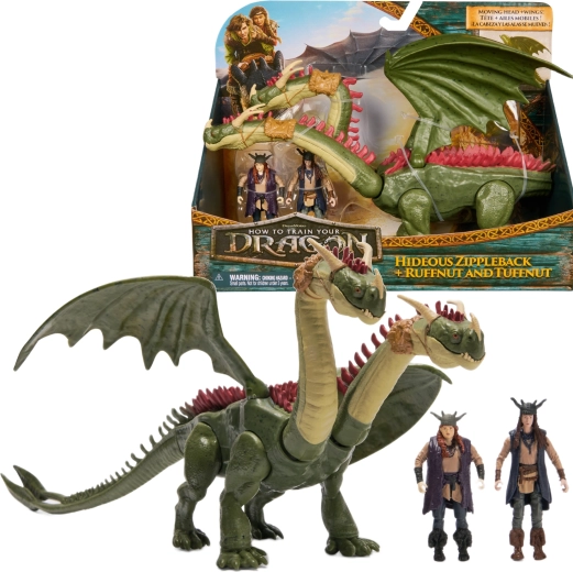 Dragon Trainer set di figure del drago a due teste Zubohlav e dei cavalieri Rafan e Ťafan - 3 pezzi