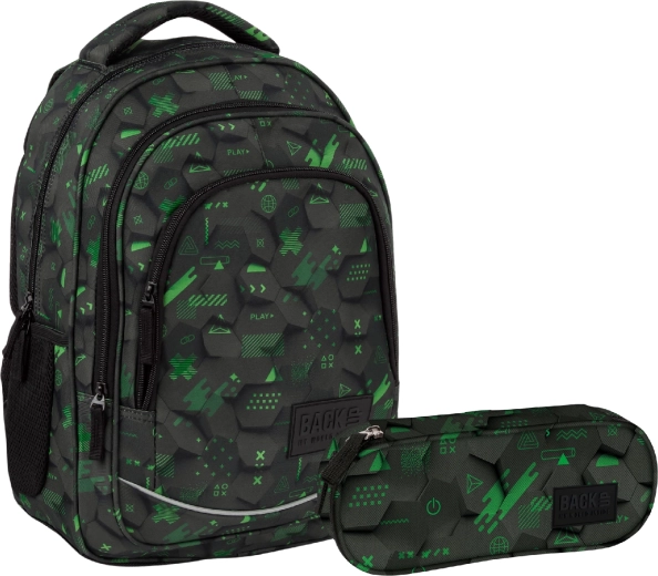 Set scolastico conveniente BackUP Hexa Game 2in1 – zaino e astuccio