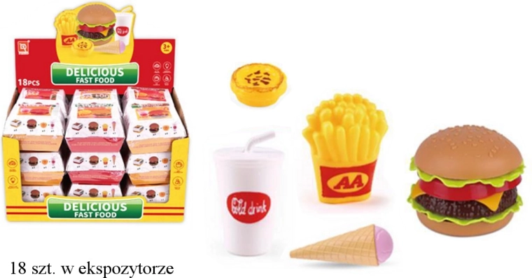 Set fast food per bambini – hamburger, patatine fritte, bevanda e gelato