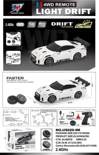 Auto R/C da drift 1:20 con luci, bianca