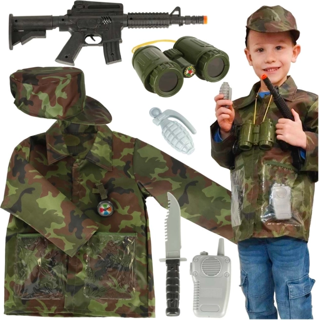 Costume mimetico da soldato per bambini con set di travestimento 3-8 anni