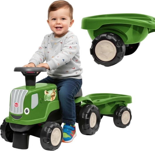 triciclo senza pedali trattore con rimorchio BIRDY FARM verde 1–3 anni – FALK
