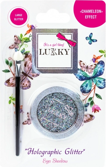 Ombretti in gel con glitter olografici e pennello Lukky