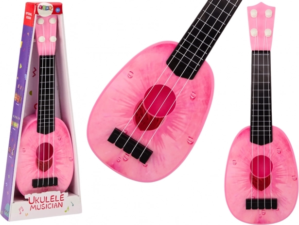 Ukulele per bambini Mini chitarra 4 corde motivo pesco rosa