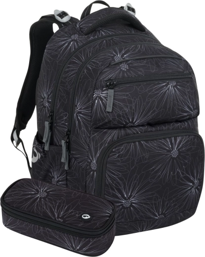 Bagmaster Zipster 25 set per studenti – nero con fiori bianchi
