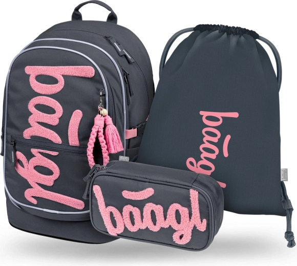 Baagl set scolastico Core Logo rosa – zaino, astuccio e sacca GRS