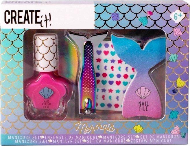 Create It! manicure marina – set per unghie per bambini con smalto rosa e adesivi